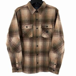 Roark Shirt Men's S Brown Nordsman‎ Flannel Plaid Elbow Patch Snap Wool Blend